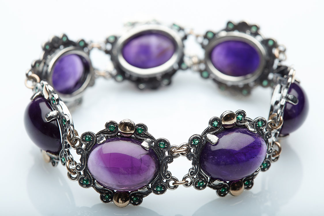 bracciale viola con pietre